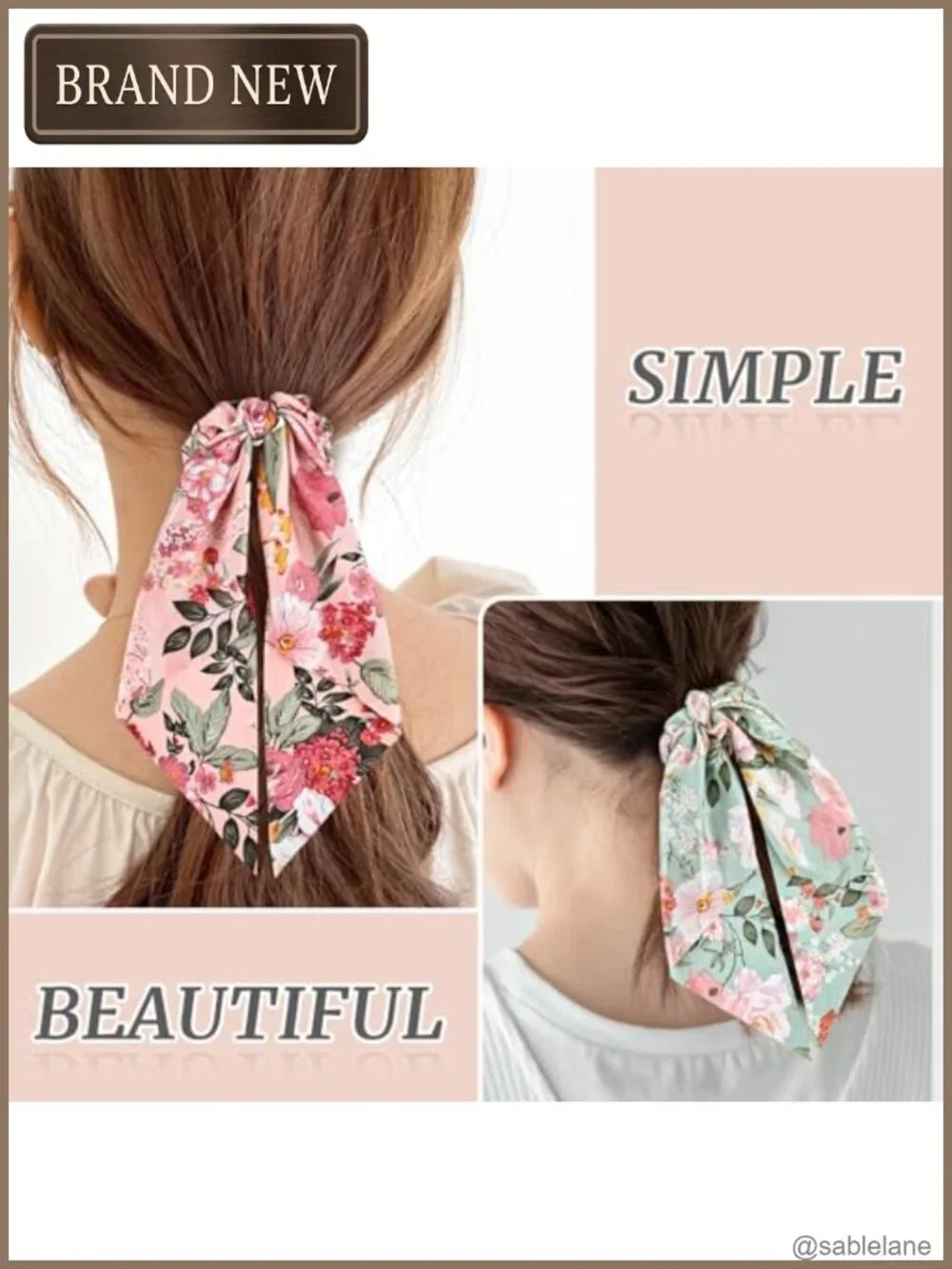 Satin Hair Scarf Scrunchies Set of 4 No Damage Hair Ties for Women